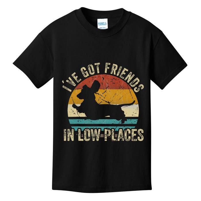 I've Got Friends In Low Places funny Dachshund Wiener Dog Kids T-Shirt