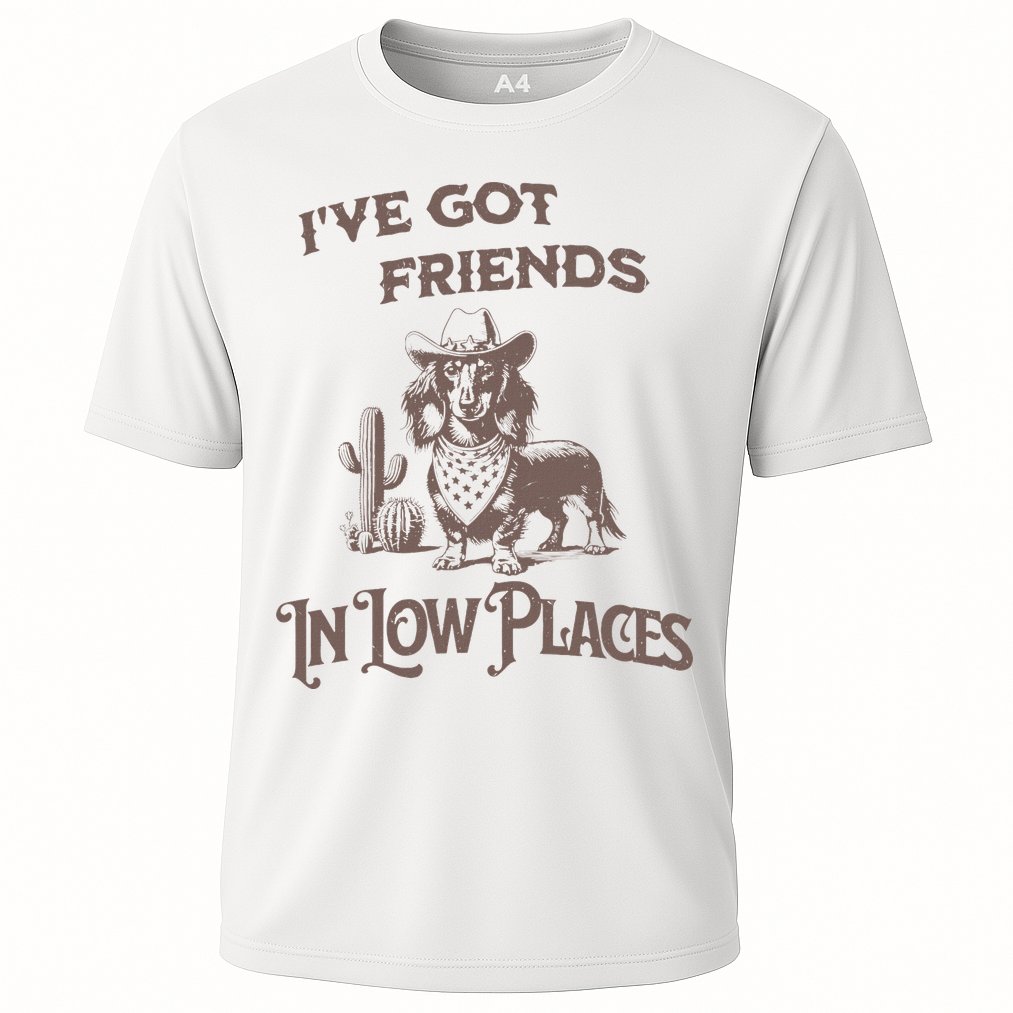 IVe Got Friends In Low Places Dachshund Cooling Performance Crew T-Shirt