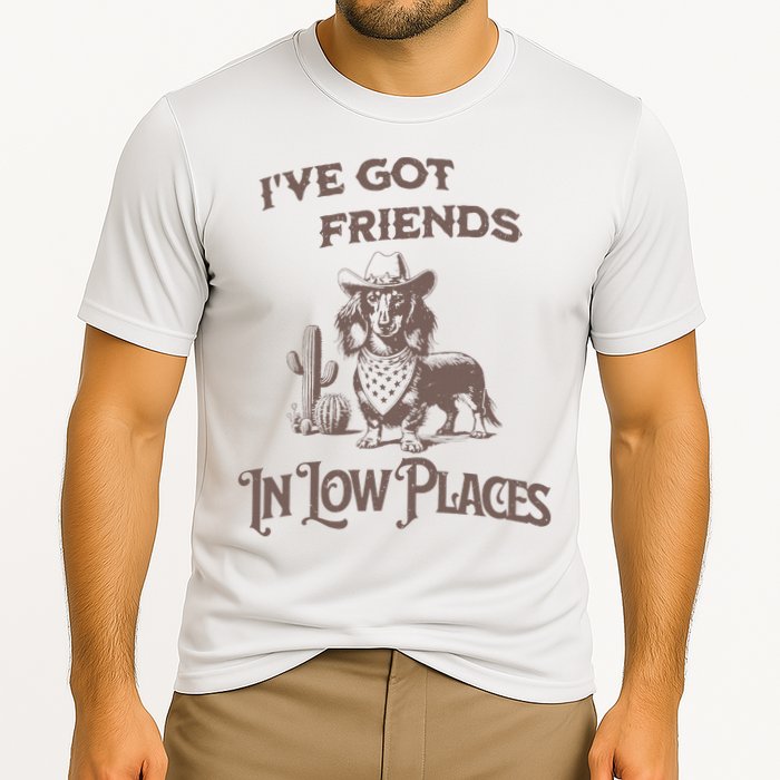 IVe Got Friends In Low Places Dachshund Cooling Performance Crew T-Shirt
