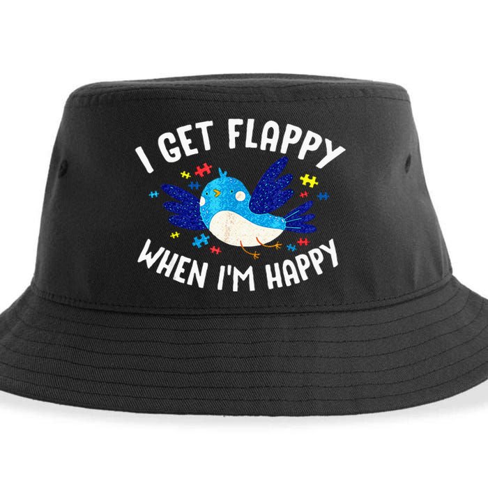 I Get Flappy When Im Happy Autism Awareness Day Sustainable Bucket Hat