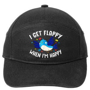 I Get Flappy When Im Happy Autism Awareness Day 7-Panel Snapback Hat