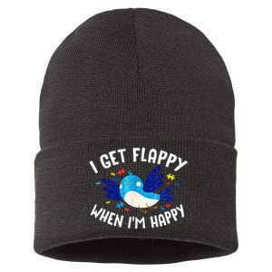 I Get Flappy When Im Happy Autism Awareness Day Sustainable Knit Beanie