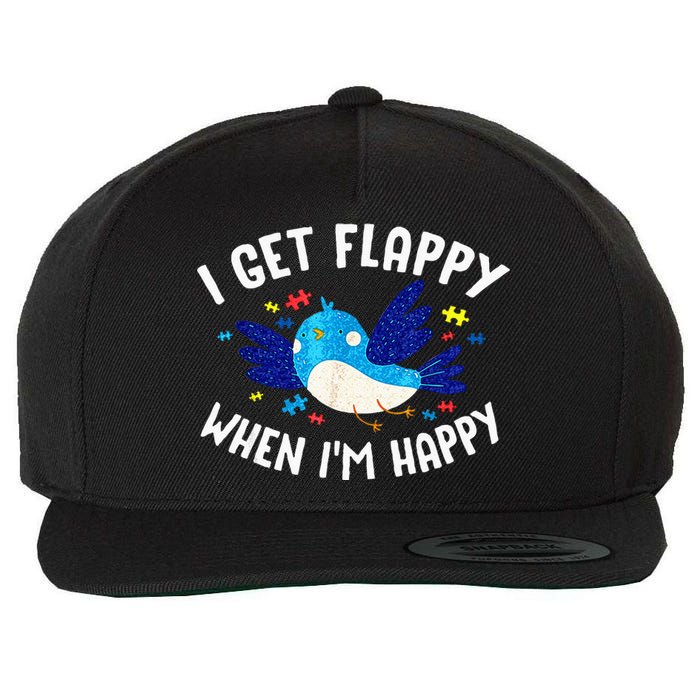 I Get Flappy When Im Happy Autism Awareness Day Wool Snapback Cap