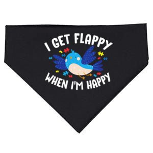 I Get Flappy When I'm Happy Autism Awareness Day Gift Meaningful Gift USA-Made Doggie Bandana