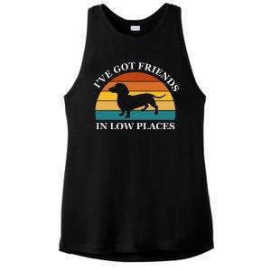 I've Got Friends In Low Places Dachshund Wiener Dog Funny Ladies PosiCharge Tri-Blend Wicking Tank