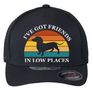 I've Got Friends In Low Places Dachshund Wiener Dog Funny Flexfit Unipanel Trucker Cap