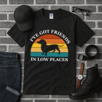 I've Got Friends In Low Places Dachshund Wiener Dog Funny Tall T-Shirt