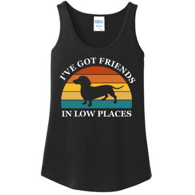 I've Got Friends In Low Places Dachshund Wiener Dog Funny Ladies Essential Tank