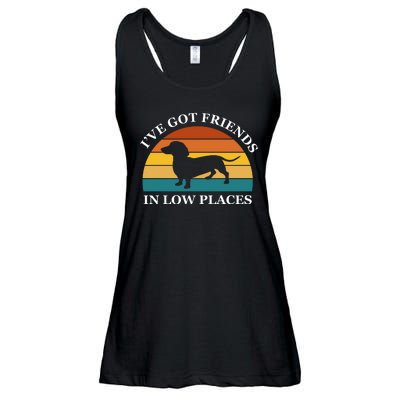 I've Got Friends In Low Places Dachshund Wiener Dog Funny Ladies Essential Flowy Tank