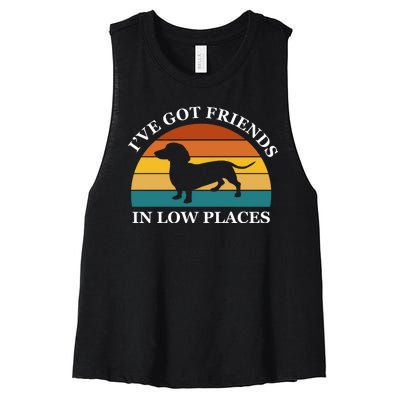 I've Got Friends In Low Places Dachshund Wiener Dog Funny Women's Racerback Cropped Tank