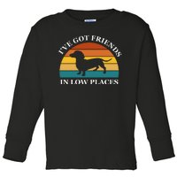 I've Got Friends In Low Places Dachshund Wiener Dog Funny Toddler Long Sleeve Shirt