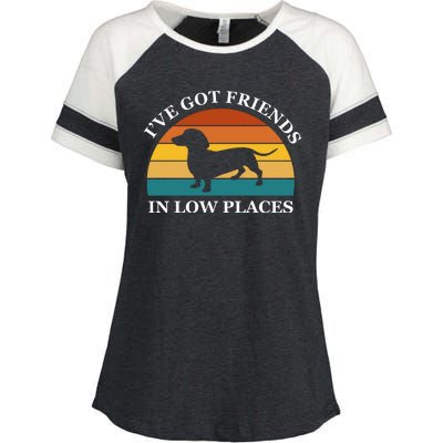 I've Got Friends In Low Places Dachshund Wiener Dog Funny Enza Ladies Jersey Colorblock Tee