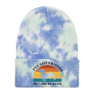 I've Got Friends In Low Places Dachshund Wiener Dog Funny Tie Dye 12in Knit Beanie