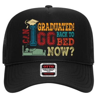 I Graduated Funny Graduation For Him Her High School College High Crown Mesh Back Trucker Hat