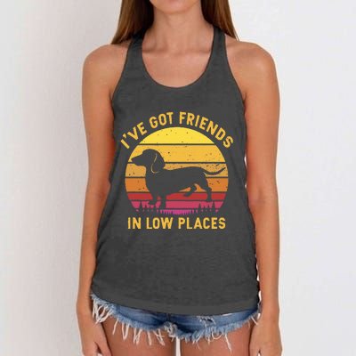 IVe Got Friends In Low Places Funny Dachshund Women's Knotted Racerback Tank