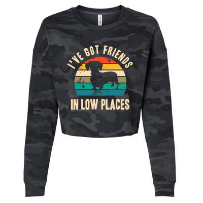 IVe Got Friends In Low Places Funny Dachshund Vintage Gift Cropped Pullover Crew