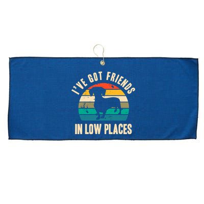 IVe Got Friends In Low Places Funny Dachshund Vintage Gift Large Microfiber Waffle Golf Towel