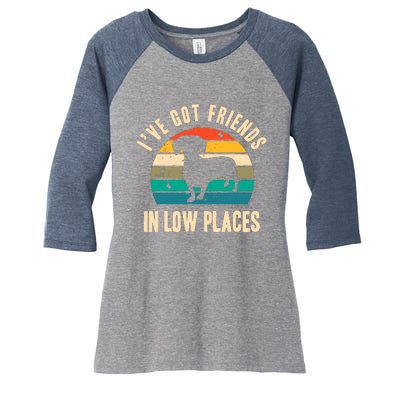 IVe Got Friends In Low Places Funny Dachshund Vintage Gift Women's Tri-Blend 3/4-Sleeve Raglan Shirt