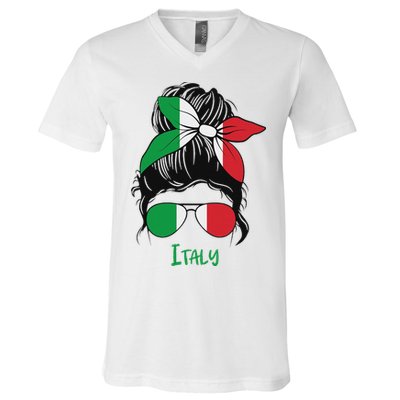 Italian Girl From Italia Flag Italy Women Italy Girl V-Neck T-Shirt