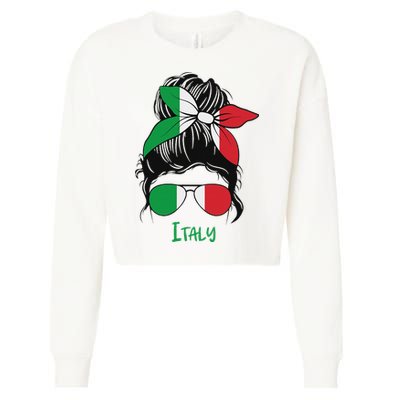 Italian Girl From Italia Flag Italy Women Italy Girl Cropped Pullover Crew