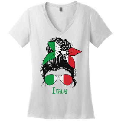 Italian Girl From Italia Flag Italy Women Italy Girl Women's V-Neck T-Shirt
