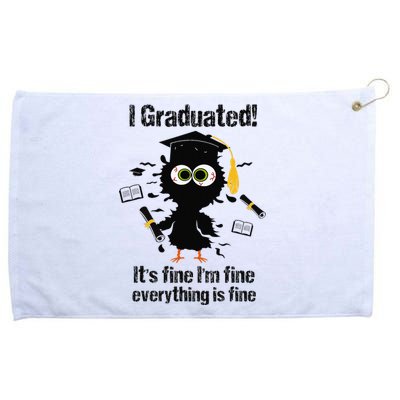 I Graduated Graduate Class Last Day Of School Cat Graduation  Grommeted Golf Towel