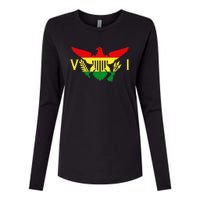 Ites Gold Green Horizontal Rasta Virgin Islands Flag Womens Cotton Relaxed Long Sleeve T-Shirt