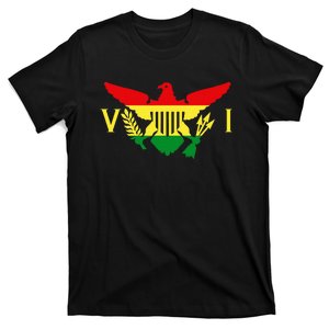 Ites Gold Green Horizontal Rasta Virgin Islands Flag T-Shirt