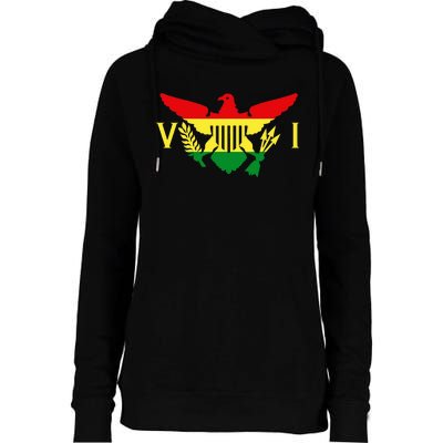 Ites Gold Green Horizontal Rasta Virgin Islands Flag Womens Funnel Neck Pullover Hood