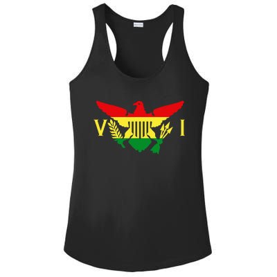 Ites Gold Green Horizontal Rasta Virgin Islands Flag Ladies PosiCharge Competitor Racerback Tank