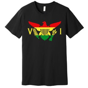 Ites Gold Green Horizontal Rasta Virgin Islands Flag Premium T-Shirt