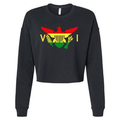 Ites Gold Green Horizontal Rasta Virgin Islands Flag Cropped Pullover Crew