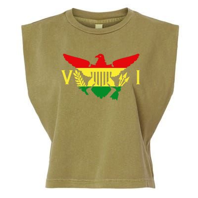 Ites Gold Green Horizontal Rasta Virgin Islands Flag Garment-Dyed Women's Muscle Tee