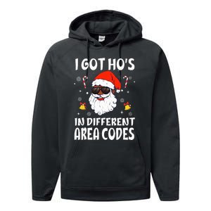 I Got Hos In Different Area Codes Afro American Santa Claus Performance Fleece Hoodie