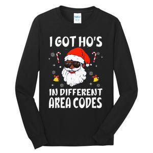 I Got Hos In Different Area Codes Afro American Santa Claus Tall Long Sleeve T-Shirt