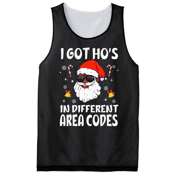 I Got Hos In Different Area Codes Afro American Santa Claus Mesh Reversible Basketball Jersey Tank