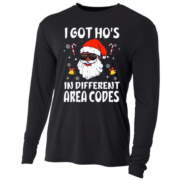 I Got Hos In Different Area Codes Afro American Santa Claus Cooling Performance Long Sleeve Crew