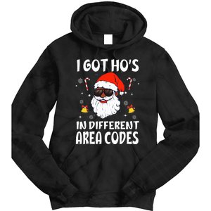 I Got Hos In Different Area Codes Afro American Santa Claus Tie Dye Hoodie