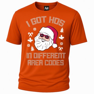 I Got Hos In Different Area Codes Funny Christmas Santa Snow Gift Cooling Performance Crew T-Shirt