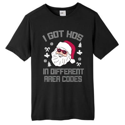 I Got Hos In Different Area Codes Funny Christmas Santa Snow Gift Tall Fusion ChromaSoft Performance T-Shirt