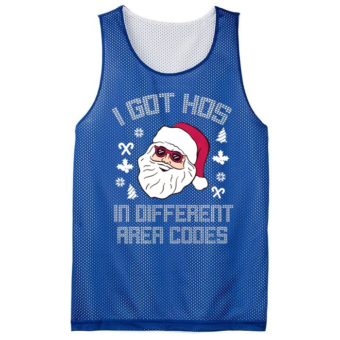 I Got Hos In Different Area Codes Funny Christmas Santa Snow Gift Mesh Reversible Basketball Jersey Tank