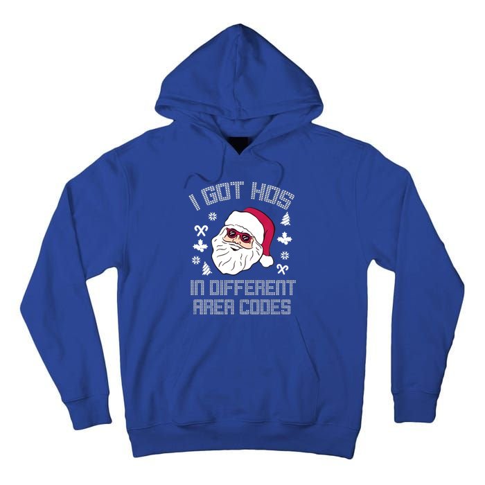 I Got Hos In Different Area Codes Funny Christmas Santa Snow Gift Tall Hoodie