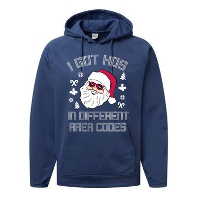 I Got Hos In Different Area Codes Funny Christmas Santa Snow Gift Performance Fleece Hoodie