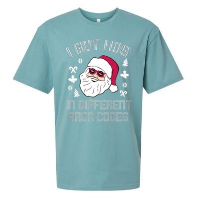 I Got Hos In Different Area Codes Funny Christmas Santa Snow Gift Sueded Cloud Jersey T-Shirt