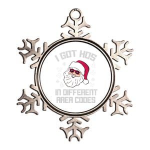 I Got Hos In Different Area Codes Funny Christmas Santa Snow Gift Metallic Star Ornament