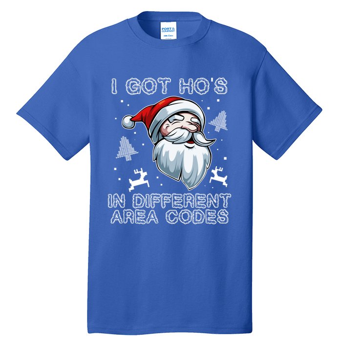 I Got Hos In Different Area Codes Santa Christmas Funny Gift Tall T-Shirt