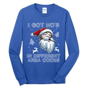 I Got Hos In Different Area Codes Santa Christmas Funny Gift Tall Long Sleeve T-Shirt