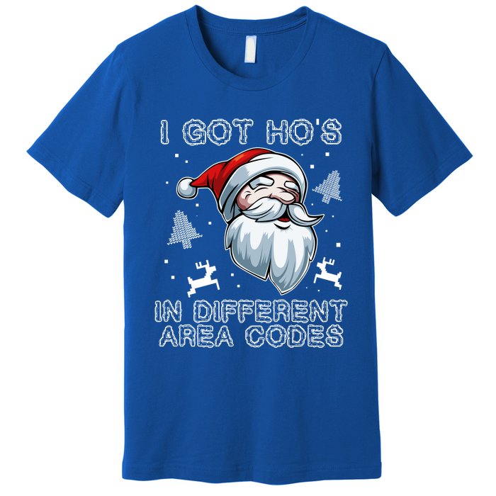 I Got Hos In Different Area Codes Santa Christmas Funny Gift Premium T-Shirt