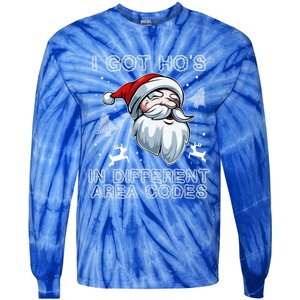 I Got Hos In Different Area Codes Santa Christmas Funny Gift Tie-Dye Long Sleeve Shirt