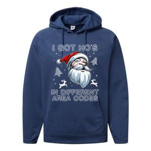 I Got Hos In Different Area Codes Santa Christmas Funny Gift Performance Fleece Hoodie